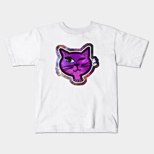 Cosmos Sparkle Winking Cat Nostalgia Design Kids T-Shirt